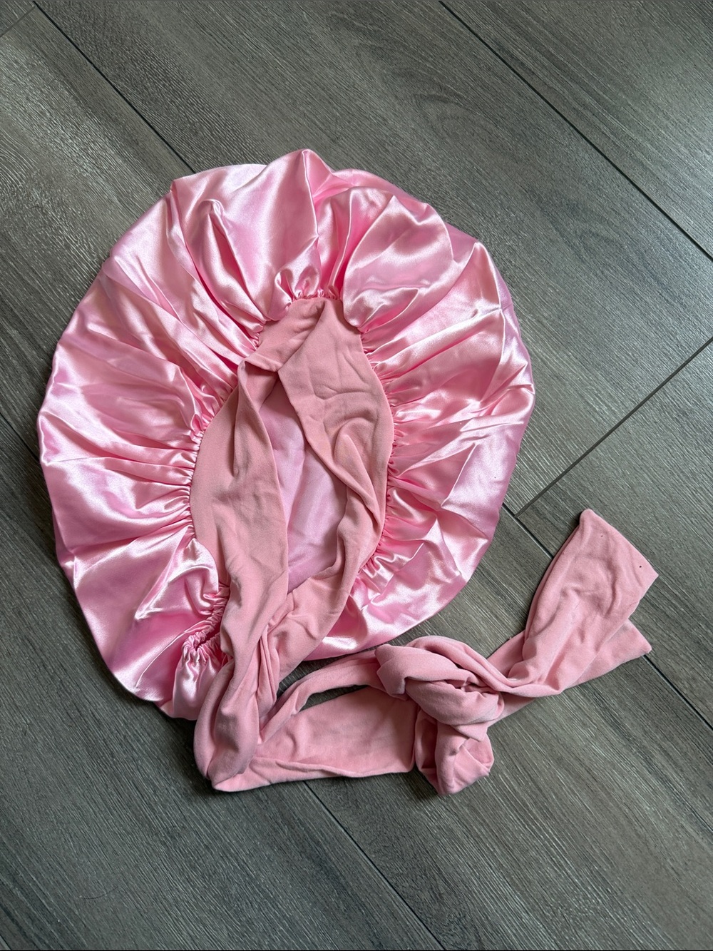 Pink Satin Sleep Bonnet with Tie